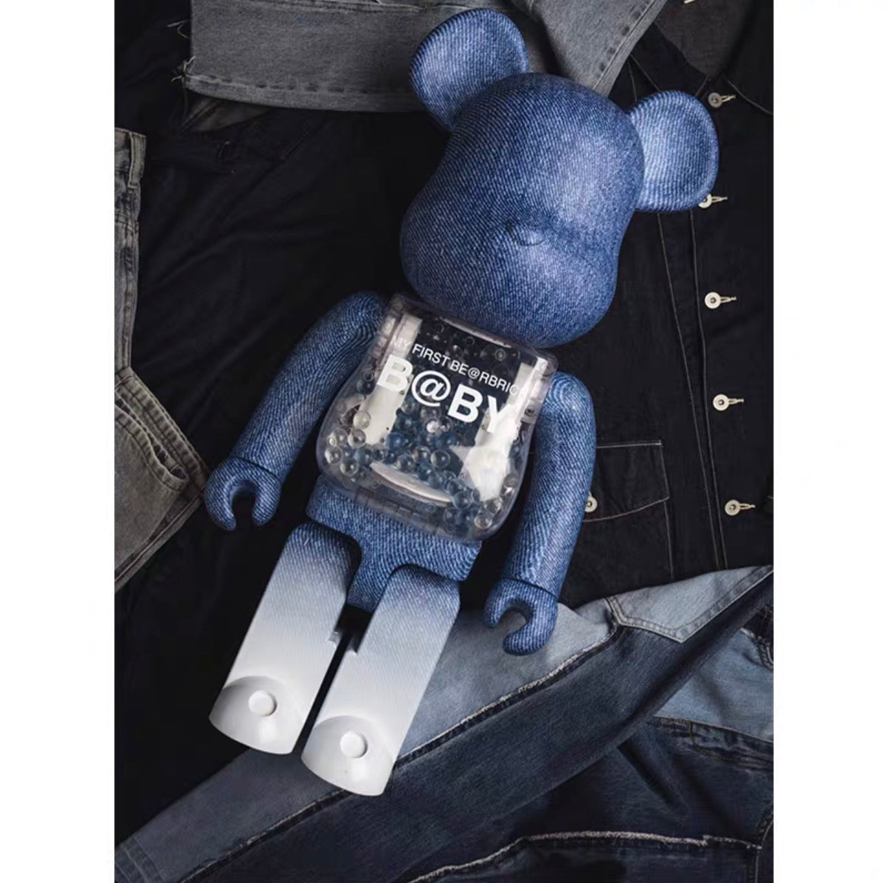 BEARBRICK #08 INNERSECT BLUE DENIM FIRST BABY  - 1000% FIGURE